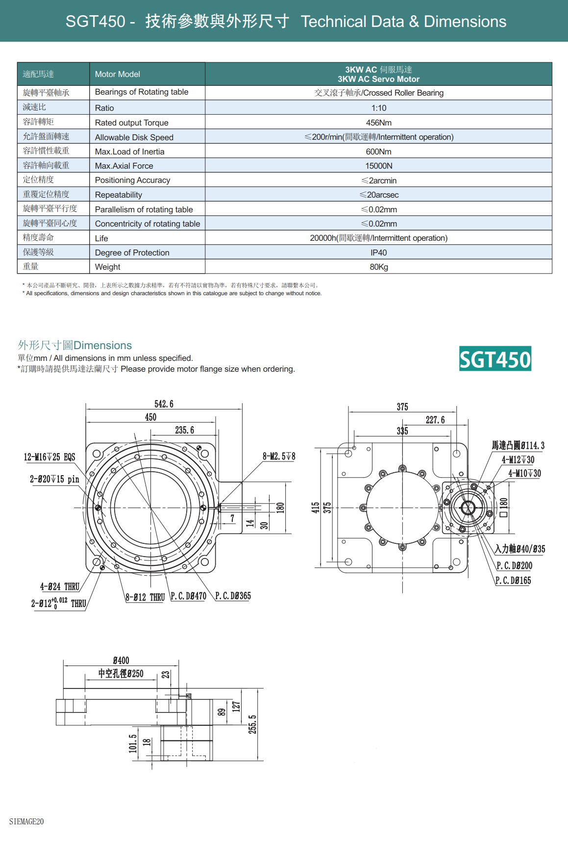 中空平台SGT450-10